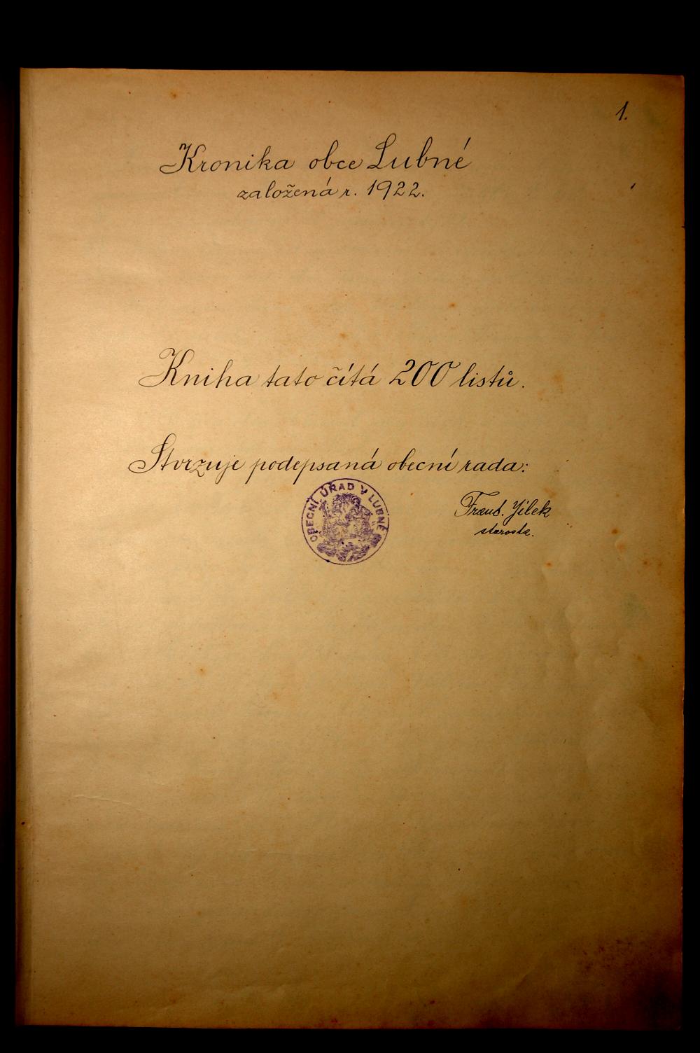 Kronika obce Lubná (1930 - 1980) - 3.strana