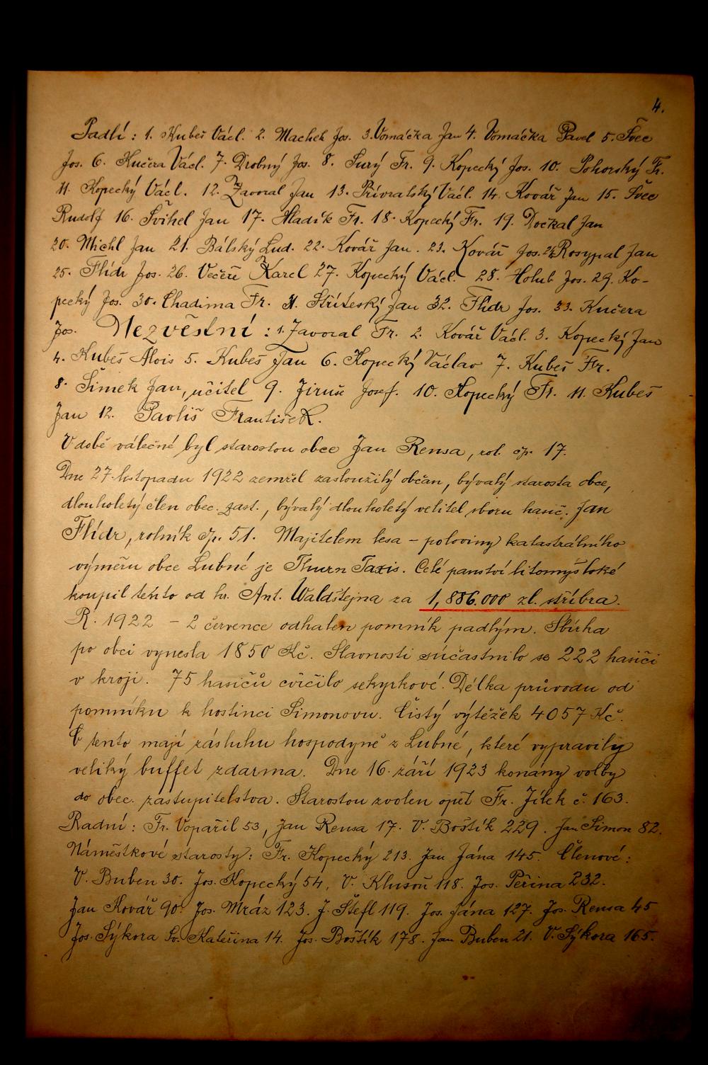 Kronika obce Lubná (1930 - 1980) - 9.strana