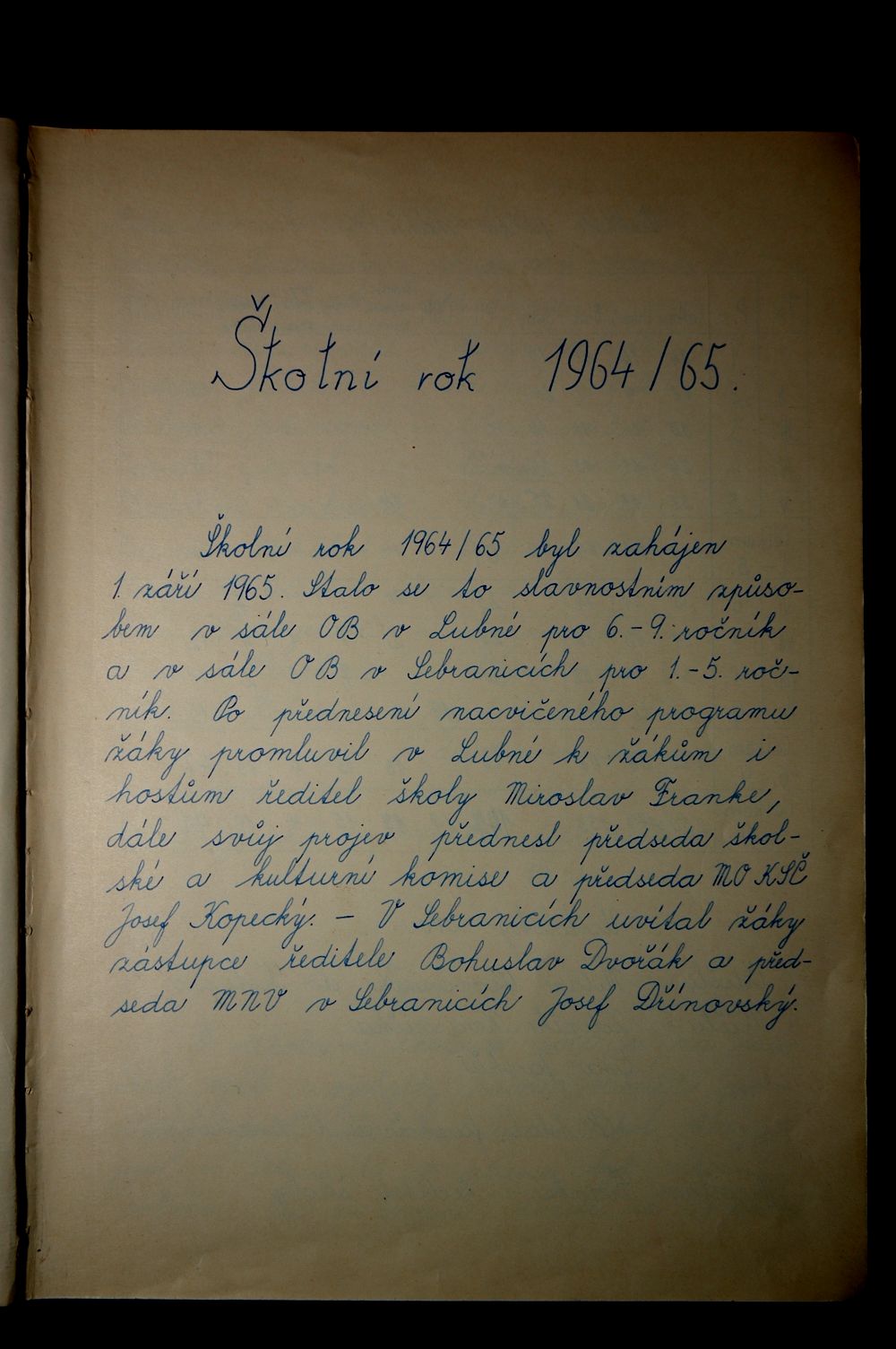 Školní kronika (1960 - 1970) - 1.strana